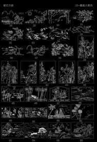 中式花卉雕花CAD图案画