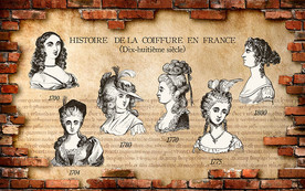 年代女士妆容复古背景墙