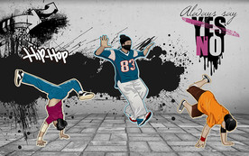 街舞秀涂鸦立体砖墙背景墙