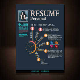 个性时间钟表个人求职简历