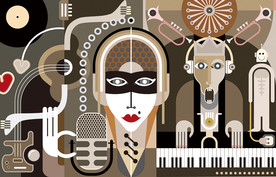 潮流朋克音乐矢量背景墙