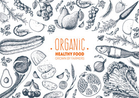 矢量手绘食物餐厅墙纸