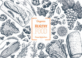 手绘矢量餐厅墙纸