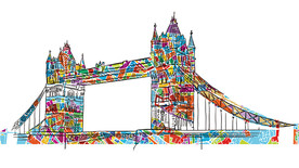 手绘英国铁桥矢量插画设计素材