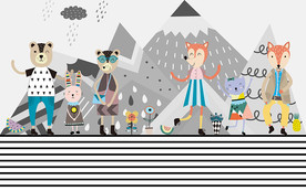 几何时尚卡通背景墙