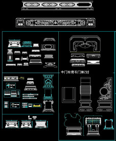 牌坊石鼓石柱底座观音cad图库