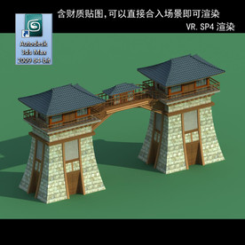 中式建筑 中式多层 大门