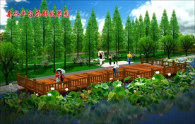 亲水平台局部绿化效果图