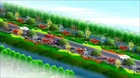 乡村道路绿化效果图