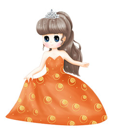 手绘 卡通橘子女孩