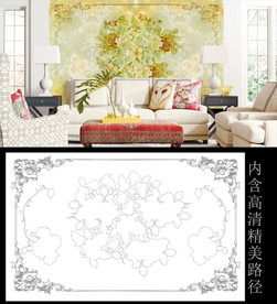 高清大理石纹欧式花纹电视背景墙