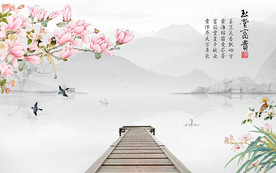 花鸟中式背景墙