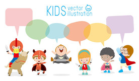 小孩对话框矢量设计素材
