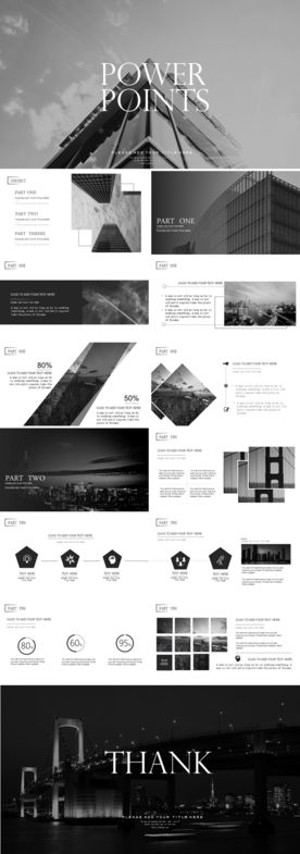 欧美黑白杂志风极简PPT