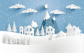 白雪乡村剪纸立体背景墙