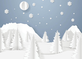 冬季树林白雪剪纸立体背景墙