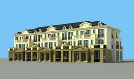 3D欧式排屋别墅