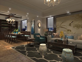室内设计 美式客厅效果图