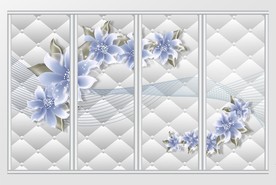 水蓝色花朵花瓣移门