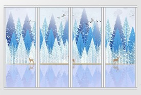 现代简约自然山水意境梦幻移门