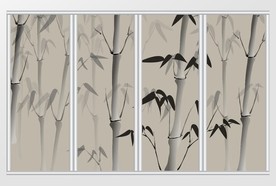 中式水墨手绘意境竹子移门