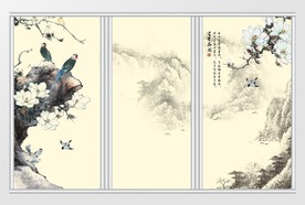 中式花开富贵水墨画移门