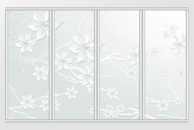 现代简约花卉清新移门