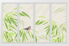 中式手绘竹子移门