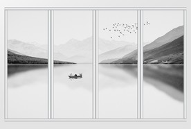 新中式意境抽象水墨山水移门