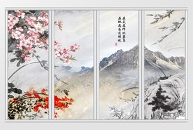 中国风山水风景移门