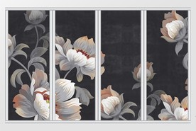 手绘梦幻清新花卉移门