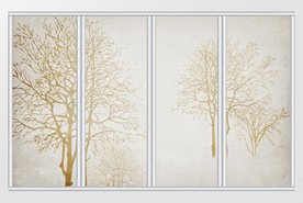 现代梦幻金色家装发财树移门