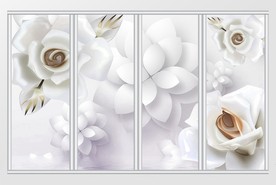 小清新浮雕花卉玫瑰移门