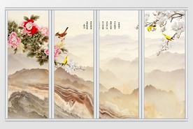 大理石纹远景山水移门