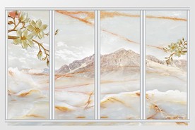 大理石纹山水画背景移门