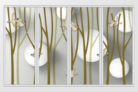 现代简约风格树林小鸟移门