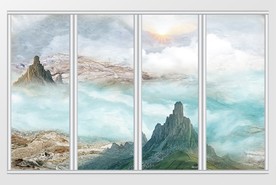 高山远景山水移门