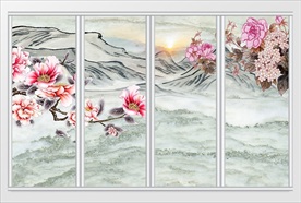 古典春暖花开移门