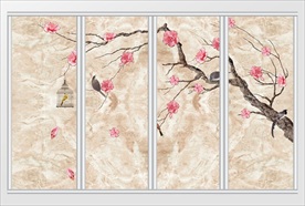 新中式树枝飞鸟移门