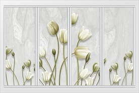 现代简约清新立体花卉移门