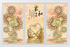 现代奢华珠宝花朵移门