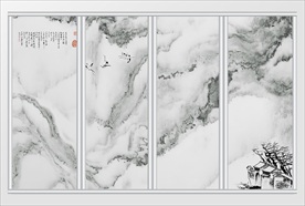 简约大气高清大理石山水画移门