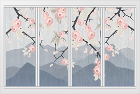 现代简约田园典雅花卉移门