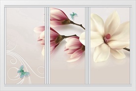 简约玉兰花蝴蝶移门