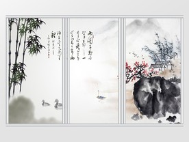 中国现代山水水墨移门