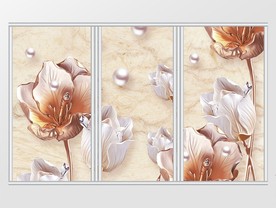 立体浮雕花卉移门