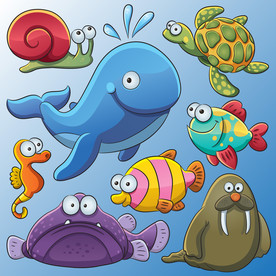 卡通海洋生物