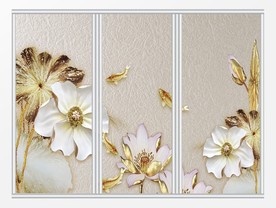 中国风花开富贵移门