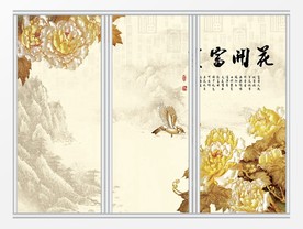 中式写意花鸟移门