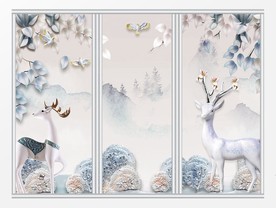 唯美3d麋鹿移门